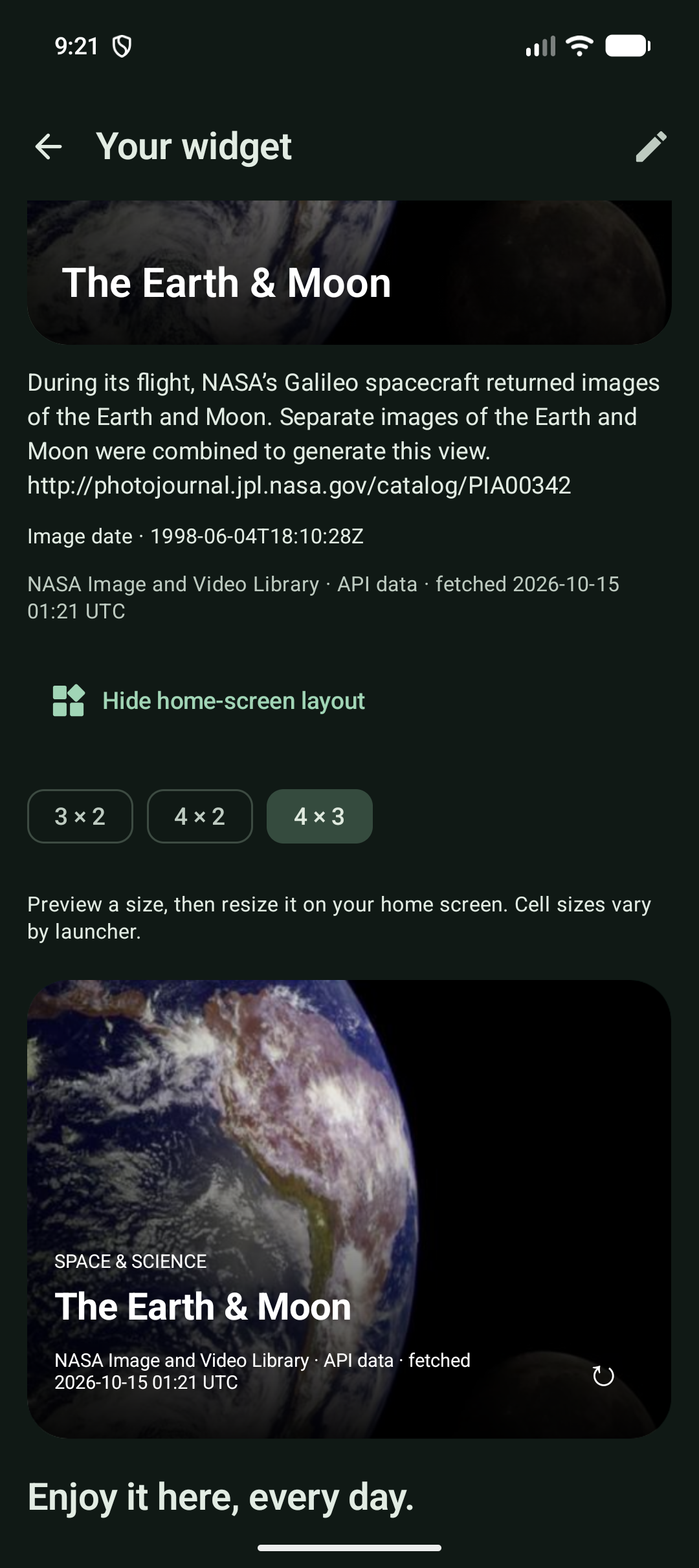 Total Widgets: Preview the home-screen layout